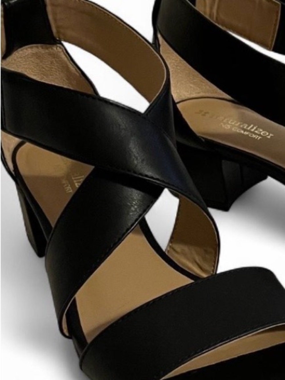 Naturalizer Black Crisscross Block Heel Sandals